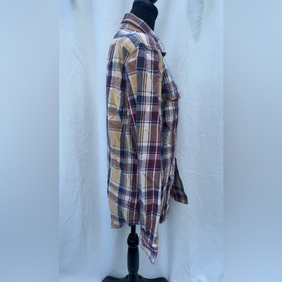 Oversized Green Plaid Flannel Shirt | Grunge Fall Layer | Unisex Fit | Size SM - Picture 3 of 6